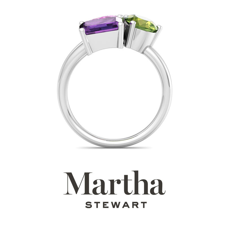 Martha Stewart 3 3/4ctw. Pink Sapphire, Peridot & Amethyst Three Stone Cluster Ring In Sterling Silver image number null